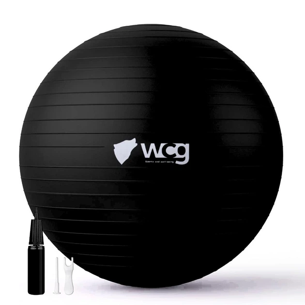 Фитбол для йоги пилатеса и фитнеса для взрослых с системой антиразрыв WCG Balance Pro 85 см Anti-Burst Фитбол для беременных и тренировок дома и спортзала с насосом и системой Anti-Burst нагрузка до 500 кг Черный - Фото 3 Фитбол для йоги пилатеса и фитнеса для взрослых с системой антиразрыв WCG Balance Pro 85 см Anti-Burst Фитбол для беременных и тренировок дома и спортзала с насосом и системой Anti-Burst нагрузка до 500 кг Черный - изображение 3