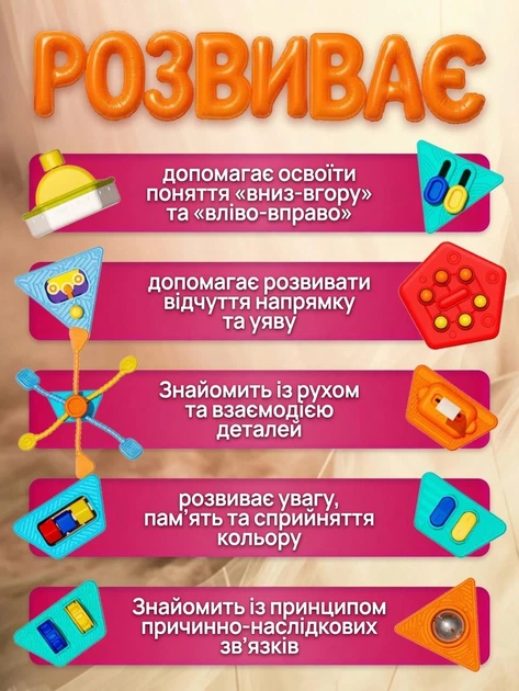 Багатофункціональний розвивальний центр бізіборд 22-в-1 для малюків від 1 року - зображення 3