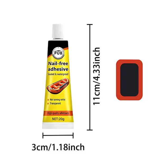 Водостійкий клей для ремонту човнів, матраців та ПВХ-виробів PUB Nail-free Adhesive (20 г) у комплекті з ремонтними патчами (5 шт.) - зображення 9