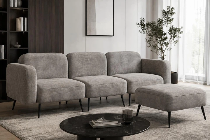 Модульний диван Clarus 247×77×84 см Stone Grey (з пуфом) - изображение 3