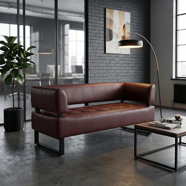 Диван Office 155×65×75 см екошкіра Soft Brown - зображення 6