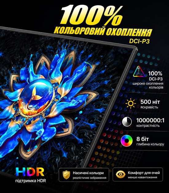 Монитор портативный ультратонкий UPERFECT13.3'' 4K Дополнительный монитор для работы Портативный экран переносной - Фото 4 Монитор портативный ультратонкий UPERFECT13.3'' 4K Дополнительный монитор для работы Портативный экран переносной - изображение 4