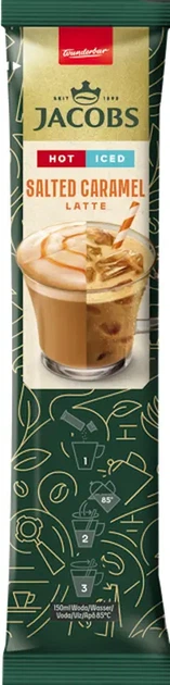 Кава розчинна у стіках 3в1 Jacobs Iced Latte Salted Caramel 21,3 г х 1 шт (9107416) - Фото 1 Кава розчинна у стіках 3в1 Jacobs Iced Latte Salted Caramel 21,3 г х 1 шт (9107416) - изображение 1