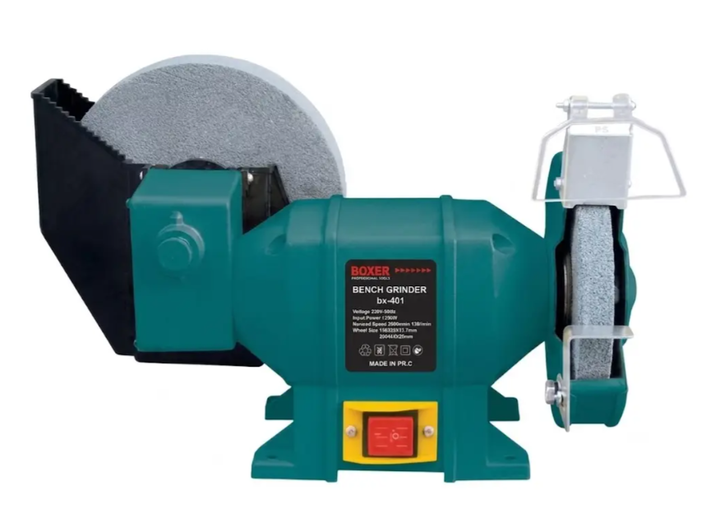 Заточний верстат BOXER BX401 1350 Вт для сухого та мокрого заточування з дисками 150 та 200 мм для заточування ножів свердел стамесок та інструменту - Фото 4 Заточний верстат BOXER BX401 1350 Вт для сухого та мокрого заточування з дисками 150 та 200 мм для заточування ножів свердел стамесок та інструменту - зображення 4