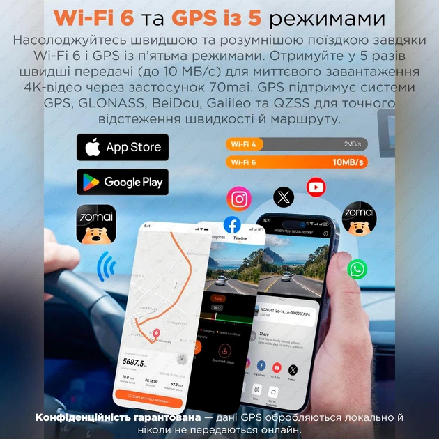Видеорегистратор 70mai 4K T800E-1 Dash Cam + RC21 Rear Camera (3 камеры) - изображение 5