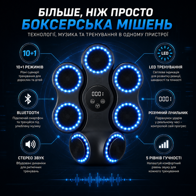 Настінний боксерський тренажер PowerPlay PP_4419 (музична боксерська машина-тренажер) - Фото 4 Настінний боксерський тренажер PowerPlay PP_4419 (музична боксерська машина-тренажер) - зображення 4