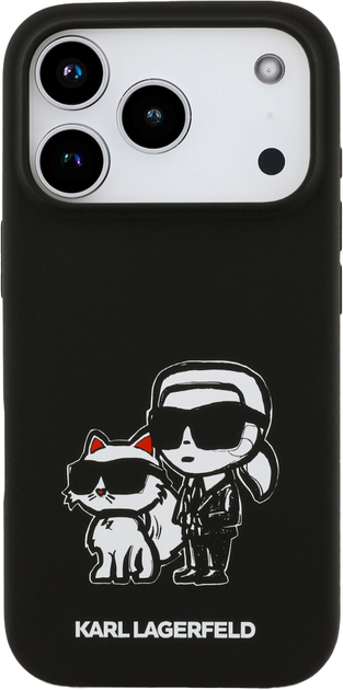 Etui Karl Lagerfeld Liquid Silicone K&CH Sketch MagSafe do Apple iPhone 17 Pro Black (3666339497798) - Zdjęcie 3 Etui Karl Lagerfeld Liquid Silicone K&CH Sketch MagSafe do Apple iPhone 17 Pro Black (3666339497798) - obraz 3