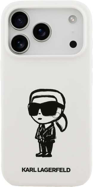 Etui Karl Lagerfeld Silicone Karl Sketch & Logo MagSafe do Apple iPhone 17 Pro White (3666339498597) - obraz 3