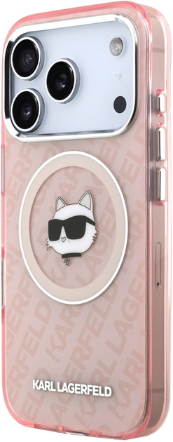 Etui plecki Karl Lagerfeld IML Choupette Head Logo MagSafe do Apple iPhone 17 Pro Max Pink (3666339499402) - obraz 2