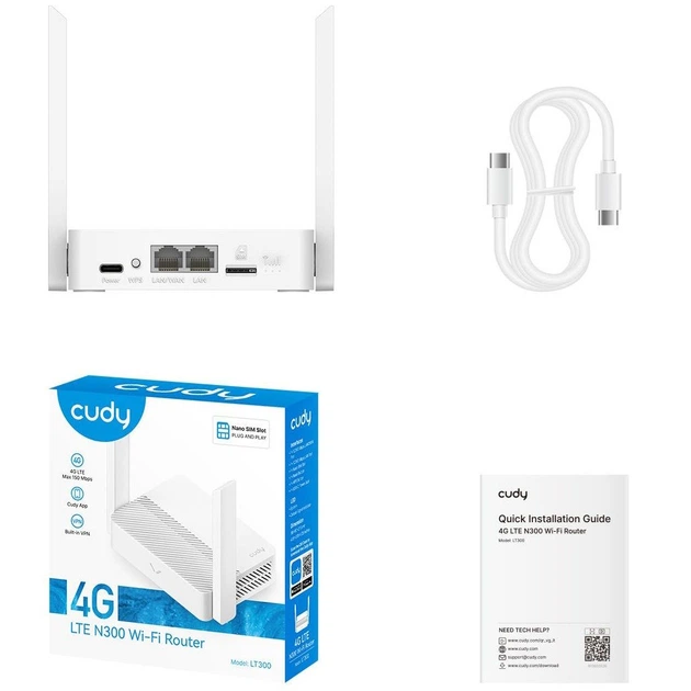 Маршрутизатор Cudy , N300 Wi-Fi, 4G LTE Cat4, USB-C power, Mini Router (LT300) - Фото 5 Маршрутизатор Cudy , N300 Wi-Fi, 4G LTE Cat4, USB-C power, Mini Router (LT300) - изображение 5