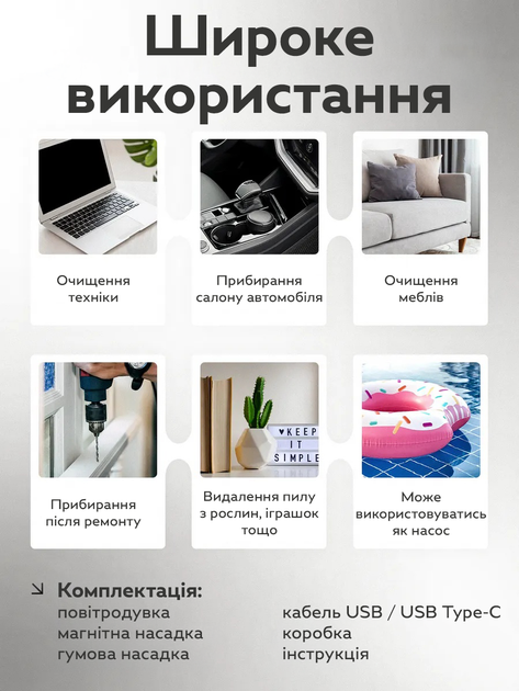 Аккумуляторный ручной компрессор ZY7400 для продувки Black 10288 высотой 38 см (JDT-0850262) - изображение 5