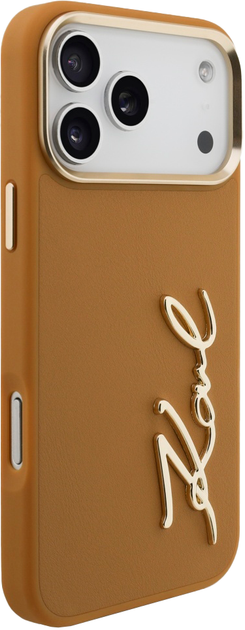 Etui plecki Karl Lagerfeld Silicone Metal Script Logo do Apple iPhone 17 Pro Max Brown (3666339496609) - obraz 4