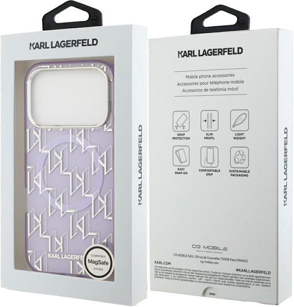 Etui Karl Lagerfeld IML KL Monogram MagSafe do Apple iPhone 17 Pro Purple (3666339505653) - obraz 8