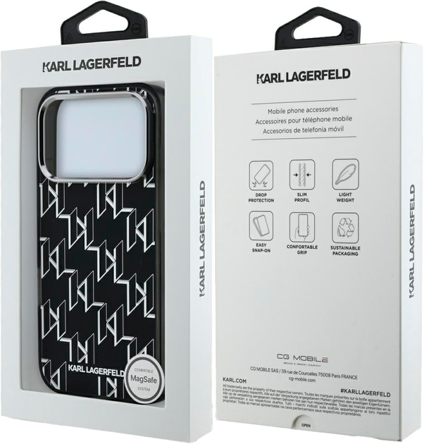 Etui Karl Lagerfeld IML KL Monogram MagSafe do Apple iPhone 17 Pro Black (3666339505813) - obraz 8