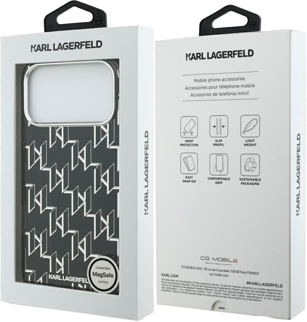 Etui Karl Lagerfeld IML KL Monogram MagSafe do Apple iPhone 17 Pro Max Black (3666339505820) - obraz 8