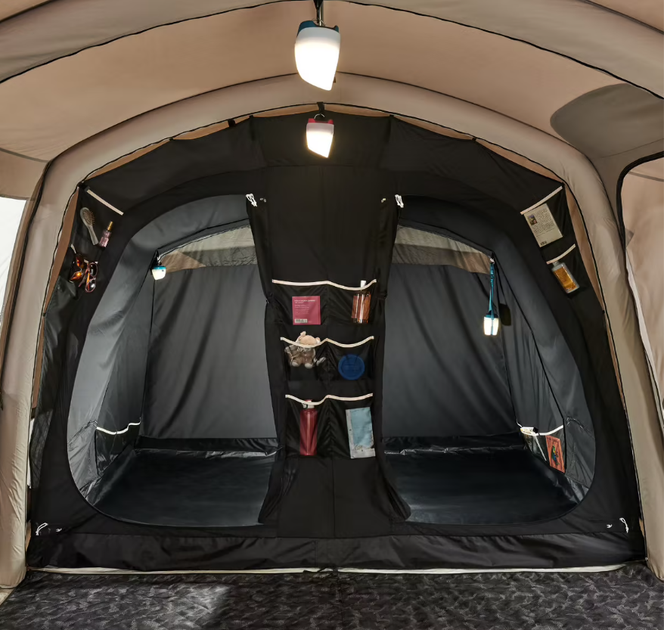 Надувная Туристическая Палатка с Тамбуром из Поликатона QUECHUA AirSeconds 6.3 Шестиместная Трехкомнатная Водонепроницаемая - изображение 7