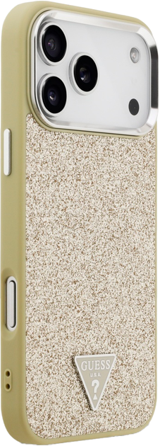 Etui plecki Guess Glitter Triangle Logo MagSafe do Apple iPhone 17 Pro Max Gold (3666339557454) - obraz 4