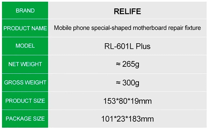 Держатель для ремонта плат Relife RL-601L Plus / универсальный фиксатор / зажим - изображение 10