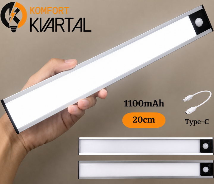 Сенсорный беспроводной LED светильник на аккумуляторе 600 mAh с датчиком движения, лампа на магнитном основании 20 см Sensor Closet Light - изображение 8