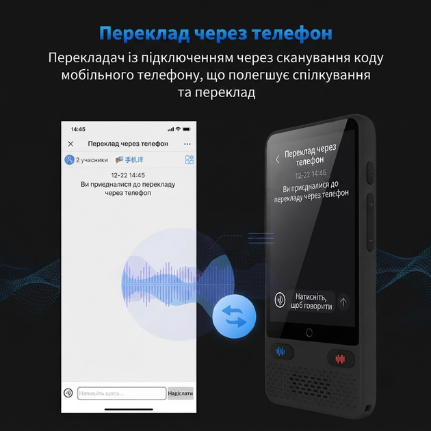Голосовий перекладач AI S85 з WiFi для подорожей 144 мови сенсорний екран 3.54 дюйми 1500 мАг фотопереклад аудіопереклад офлайн режим Чорний - зображення 7