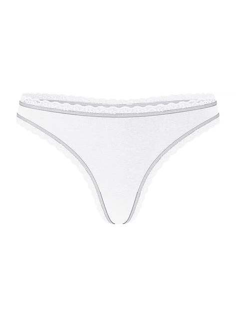Трусики стрінги Cotton Lace-Waist Thong Victoria's Secret білий L - зображення 3