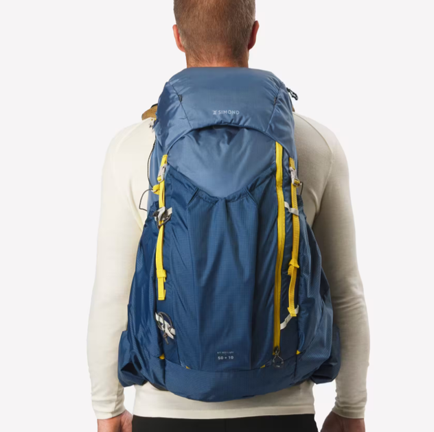 Туристичний Рюкзак для Трекінгу FORCLAZ MT900 (50л + 10л) 65 x 35 x 35см з Дощовиком Синій - зображення 6