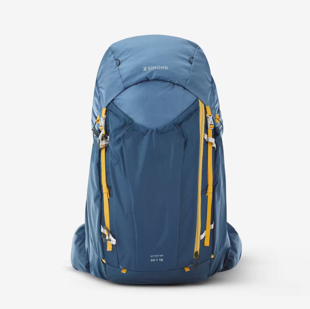 Туристичний Рюкзак для Трекінгу FORCLAZ MT900 (50л + 10л) 65 x 35 x 35см з Дощовиком Синій - зображення 9