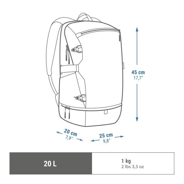 Туристический Рюкзак QUECHUA Arpenaz500 20л 45 х 25 х 15 см Бордовый - изображение 2