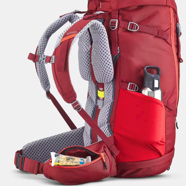 Детский Туристический (Походный) Рюкзак QUECHUA MH500 40л + 10л 64 х 26 х 30см Красный Совместимые с Питьевой Системой - изображение 10