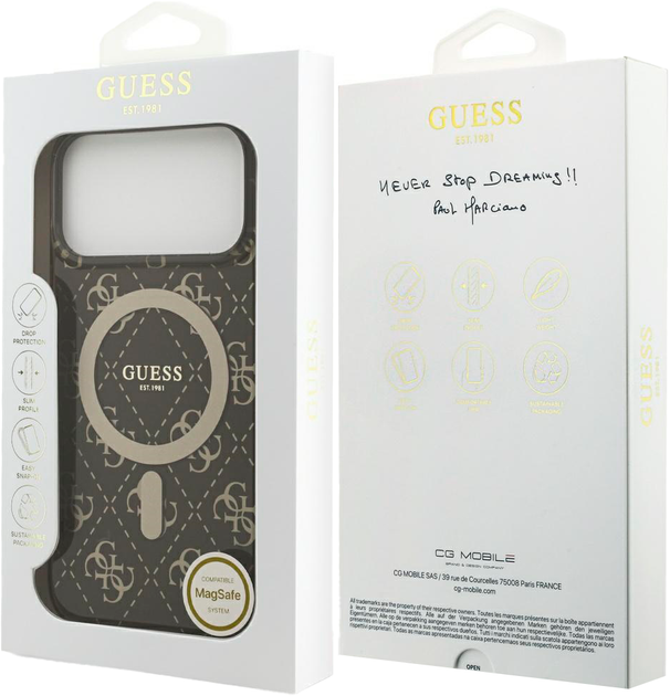 Панель Guess IML Peony 4G Background MagSafe для Apple iPhone 17 Pro Brown (3666339490829) - зображення 8