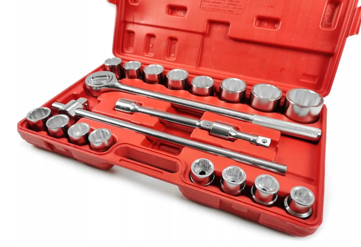Набор торцевых головок BOXER BX283 21 предмет 3/4 дюйма 19–50 мм 6 граней в кейсе для грузовых автомобилей и спецтехники - изображение 9