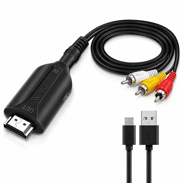 Кабель-конвертор AV RCA (тюльпан) to HDMI Wiistar micro 45636 - Фото 2 Кабель-конвертор AV RCA (тюльпан) to HDMI Wiistar micro 45636 - изображение 2