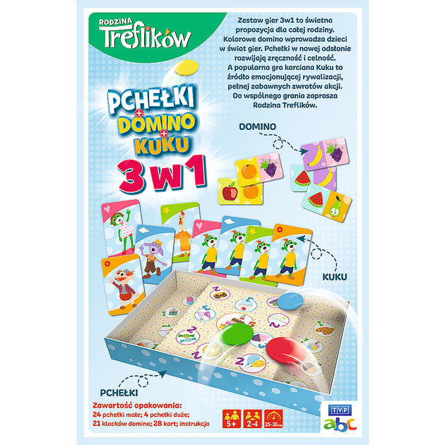 Gra planszowa Trefl Rodzina Treflików Pchełki + Domino + Kuku 3 w 1 (01921) (5900511019216) - obraz 3