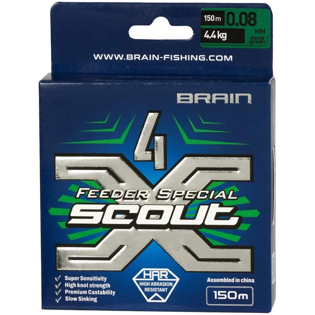 Шнур Brain Scout 4X 150m (deep green) 0.080mm 4.4kg - зображення 2