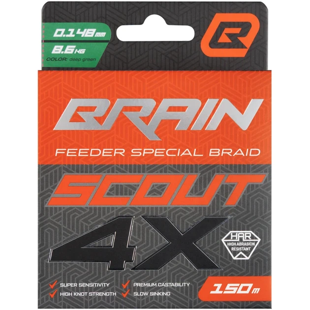 Шнур Brain Scout 4X 150m (deep green) 0.148mm 8.6kg - изображение 2