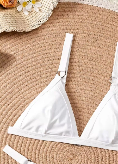 Раздельный купальник FS Triangle Bikini Set S с металлическими кольцами Белый (10164) - Фото 5 Раздельный купальник FS Triangle Bikini Set S с металлическими кольцами Белый (10164) - зображення 5