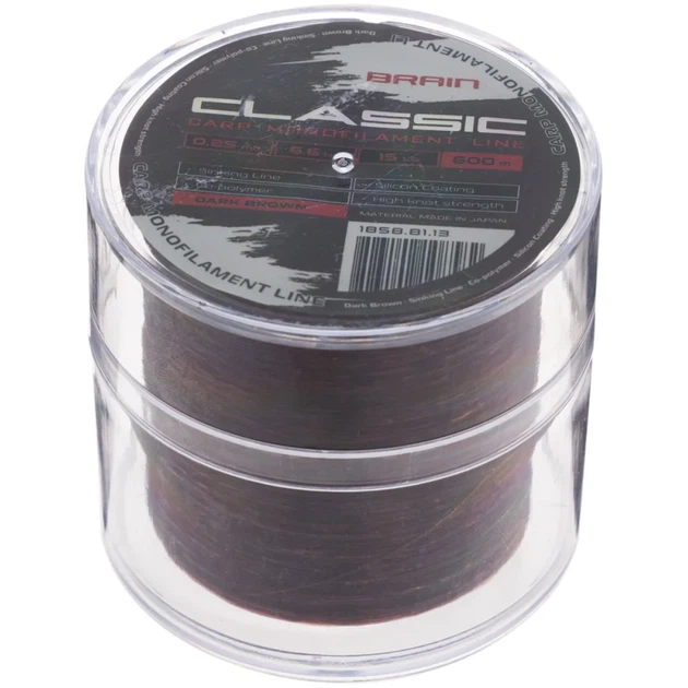 Волосінь Brain Classic Carp Line (dark brown) 600m 0.25mm 15lb 6.6kg - Фото 2 Волосінь Brain Classic Carp Line (dark brown) 600m 0.25mm 15lb 6.6kg - зображення 2