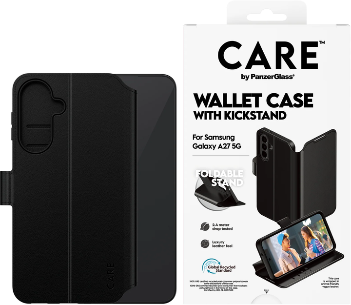 Etui z klapką CARE by PanzerGlass Wallet Case w. Kickstand do Samsung Galaxy A27 5G Black (5715685034251) - obraz 2