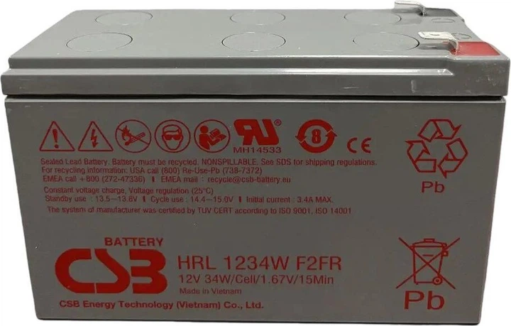 Акумуляторна батарея CSB 12V 9Ah (up to 8 years in standby service) (HRL1234WF2FR) - зображення 2
