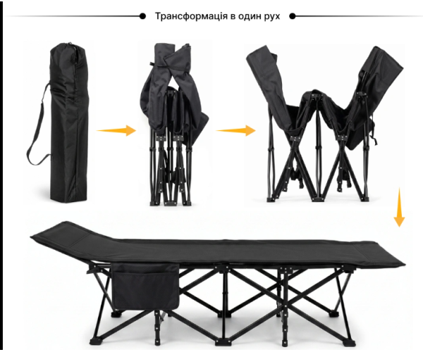 Розкладне ліжко з товстим оксамитовим матрацом LEO L2 чорний лежак - изображение 2