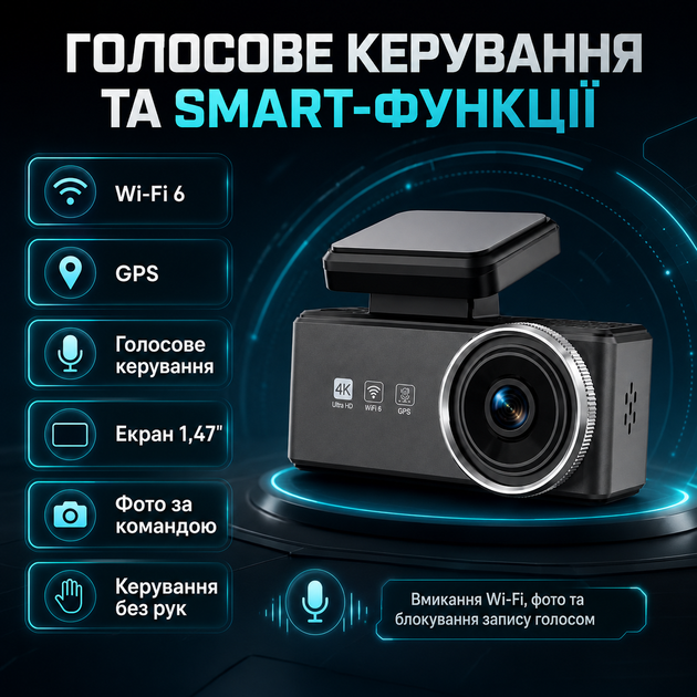 Автомобильный видеорегистратор KAWA с двойной камерой 4K и картой памяти 64 ГБ - изображение 2