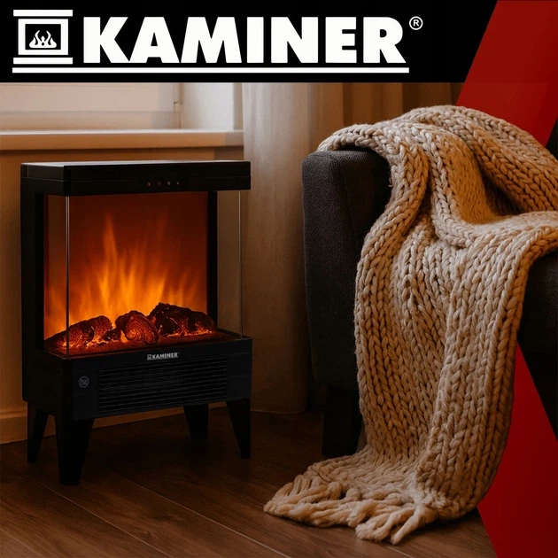 Електрокамін Kaminer Embego 2000 Вт з ефектом полум'я, обігрівом та пультом ДК (26400) - зображення 2