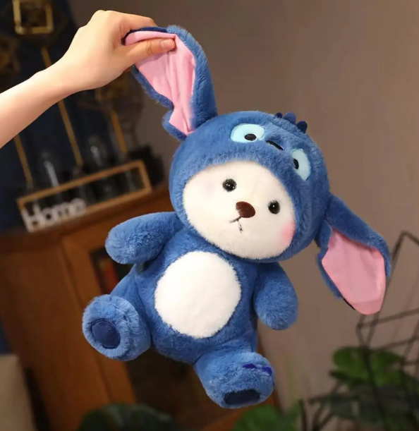 Мягкая Игрушка Мишка в Костюме Стча 65 см, Плюшевый Мишка с Капюшоном, Синий - изображение 3