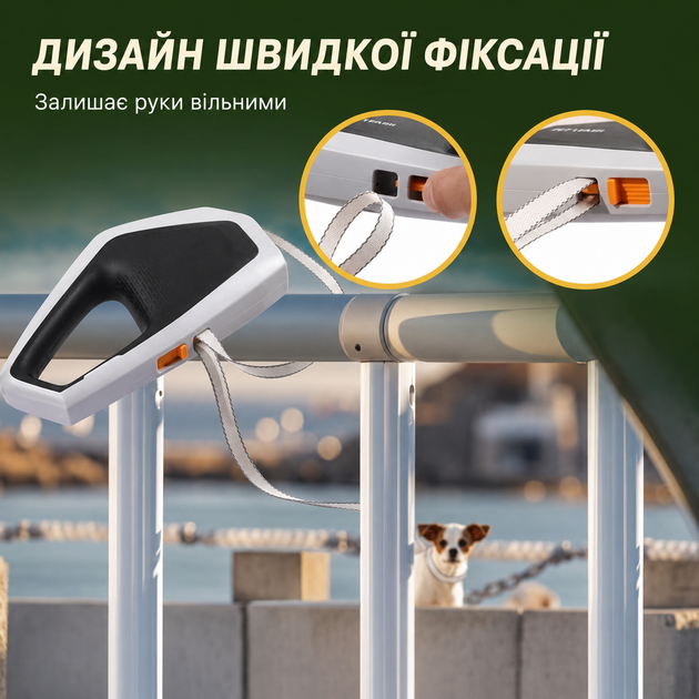Поводок-рулетка для собак KimPets 5м, с рефлекторной лентой, с эргономичной ручкой, до 50кг, Серый (284-GREY) - изображение 6
