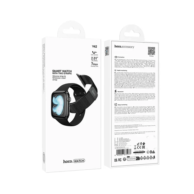 Смарт-годинник HOCO Y42 2,01" Bluetooth 5.3 чорний з підтримкою дзвінків та моніторингом здоров'я - зображення 2
