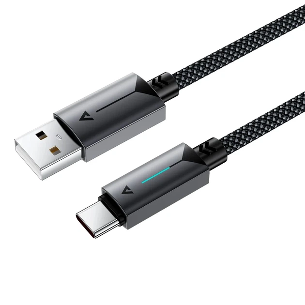 Кабель зарядки ACEFAST C19-04 USB-A to USB-C 3 A нейлон 1.2 м чорний - Фото 3 Кабель зарядки ACEFAST C19-04 USB-A to USB-C 3 A нейлон 1.2 м чорний - зображення 3