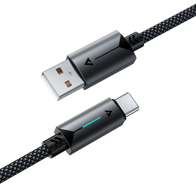 Кабель зарядки ACEFAST C19-04 USB-A to USB-C 3 A нейлон 1.2 м чорний - Фото 5 Кабель зарядки ACEFAST C19-04 USB-A to USB-C 3 A нейлон 1.2 м чорний - зображення 5