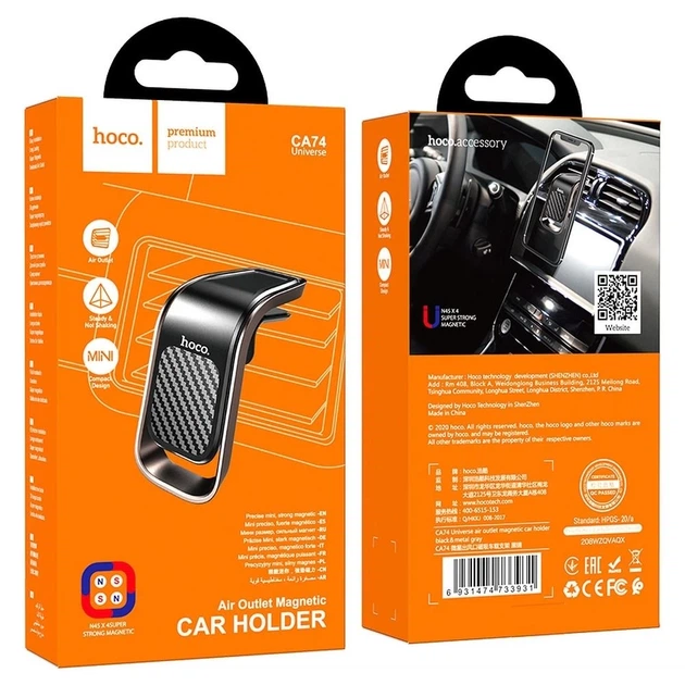 Автодержатель Hoco CA74 магнитный на дефлектор Black-Grey (6931474733931) - изображение 4