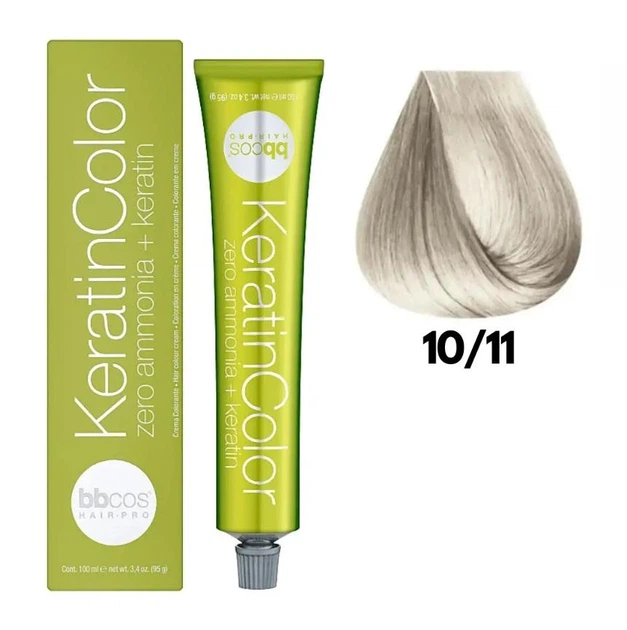 Професійна безаміачна крем-фарба для волосся BBcos Keratin Color 10/11 блондин екстра світлий інтенсивний попелястий - Фото 1 Професійна безаміачна крем-фарба для волосся BBcos Keratin Color 10/11 блондин екстра світлий інтенсивний попелястий - изображение 1