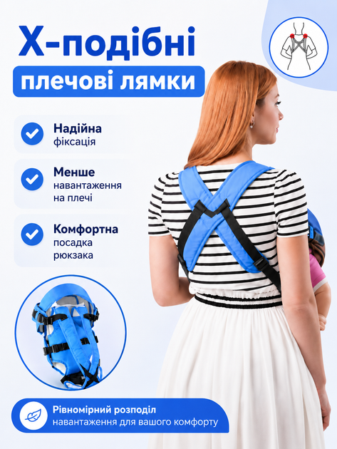 Рюкзак-кенгуру Умка №8 3 положения переноски (лицом, спиной, лёжа), до 15 кг, от 2 месяцев Синий - изображение 5